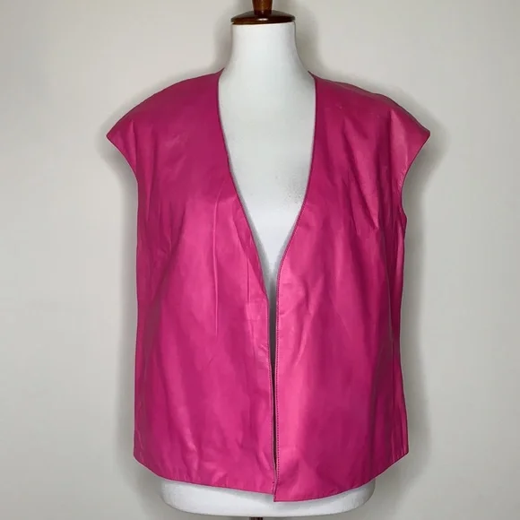 J BRAND Eberhardt Italian Lamb Leather Pink Vest S